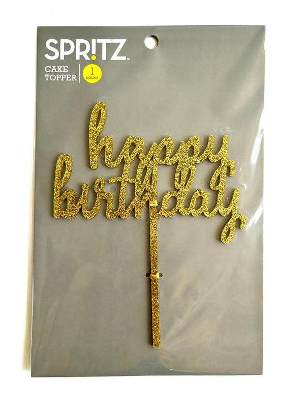 Happy Birthday Glitter Cake Topper