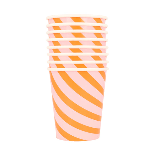 Pink & Orange Stripy Cups